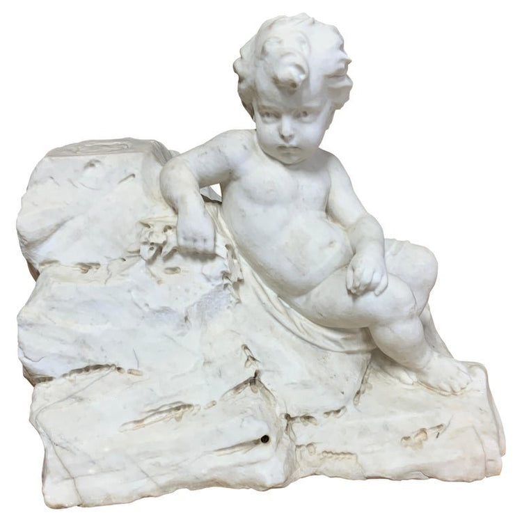 French Marble Cherub Sculpture - SOLD
