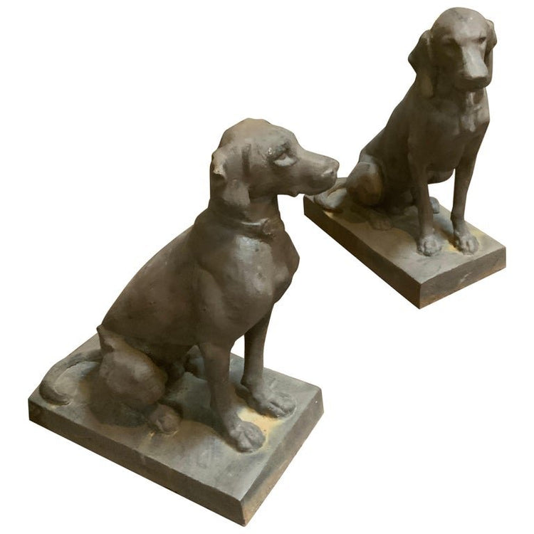 French Iron Dog Sculptures