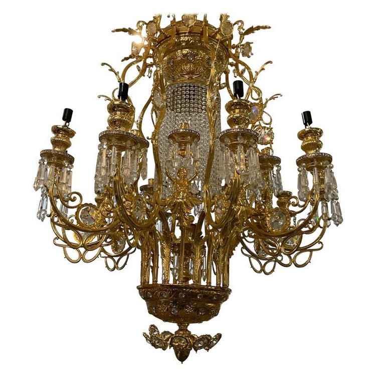 Crystal and Brass Chandelier