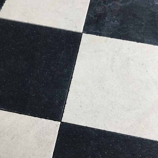 Belgian Bluestone and Limestone Checkered Tile