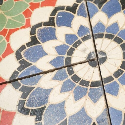 Reclaimed French Encaustic Geometric Concrete Tile (FL8455)