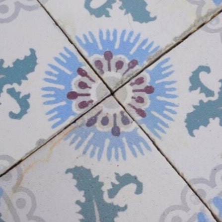 Reclaimed French Encaustic Square Geometric Concrete Tile(FL8533)