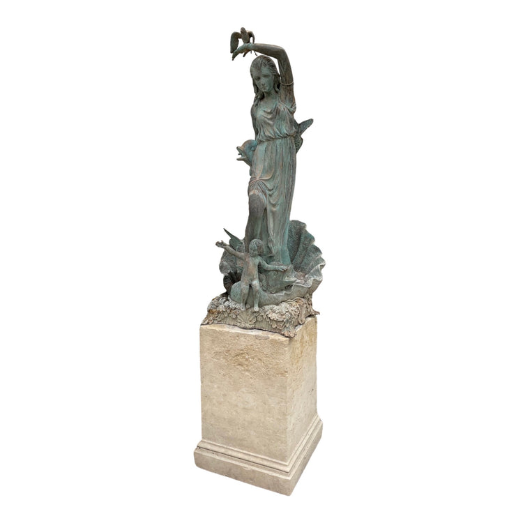 French Antique Bronze Statue Fountain