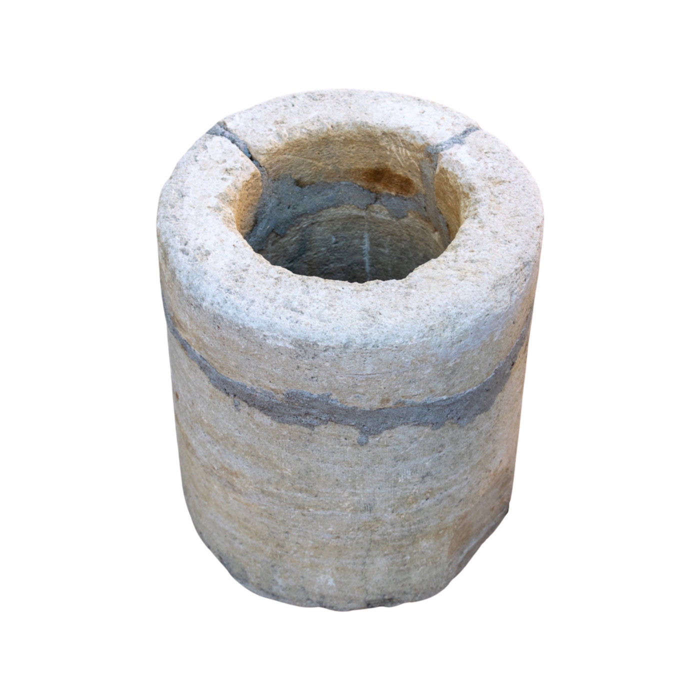 Antique French Limestone Rustic Circular Planter (V-5YXCV)