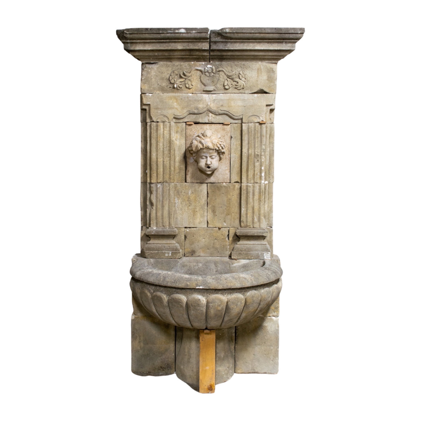 Antique French Limestone Bacchus Wall Fountain (F-HPWM)