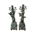 Pair of Ornate Winged Fairy Statues w/ Verdigris Patina (GE-ST055)