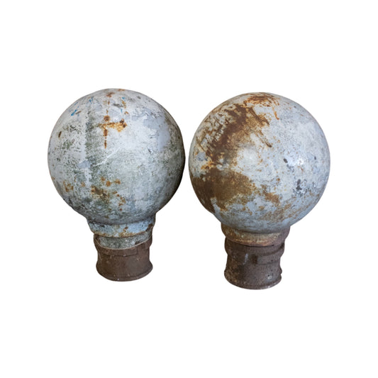 Pair of French Iron Ball Finials