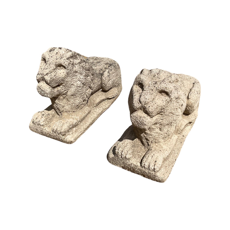 French Limestone Lion Sculptures