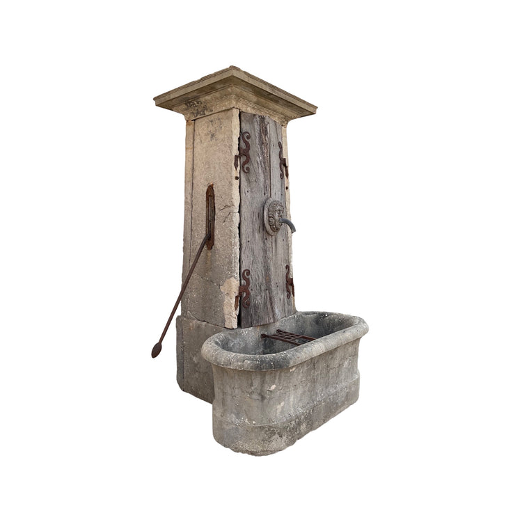 French Antique Limestone Wall Fountain