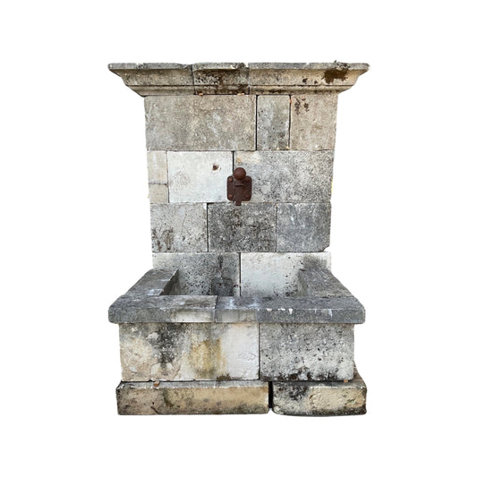 French Limestone Wall Fountain